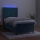 Боксспринг легло с матрак и LED, тъмносиньо, 90x190 см, кадифе