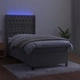 Боксспринг легло с матрак и LED, светлосиво, 90x200 см, кадифе
