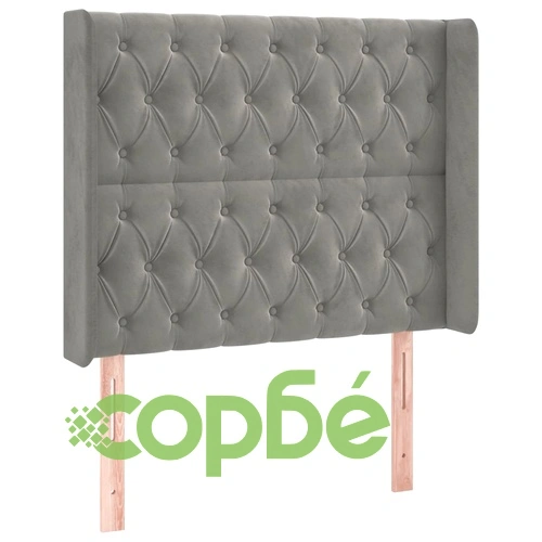 Боксспринг легло с матрак и LED, светлосиво, 90x200 см, кадифе ➤ топ цена ➤ sorbe.bg