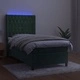 Боксспринг легло с матрак и LED, тъмнозелено, 100x200см, кадифе