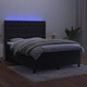 Боксспринг легло с матрак и LED, черно, 140x190 см, кадифе