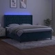 Боксспринг легло с матрак и LED, тъмносиньо, 160x200 см, кадифе