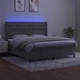 Боксспринг легло с матрак и LED, светлосиво, 180x200 см, кадифе