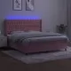 Боксспринг легло с матрак и LED, розово, 180x200 см, кадифе
