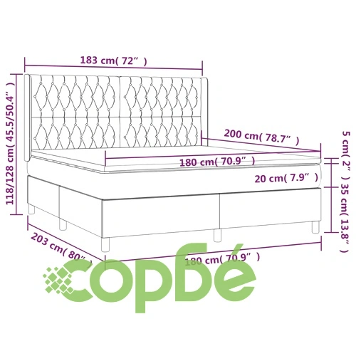 Боксспринг легло с матрак и LED, розово, 180x200 см, кадифе ➤ топ цена ➤ sorbe.bg