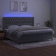 Боксспринг легло с матрак и LED, светлосиво, 200x200 см, кадифе