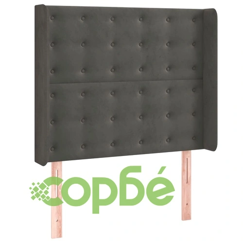 Боксспринг легло с матрак и LED, тъмносиво, 80x200 см, кадифе ➤ топ цена ➤ sorbe.bg
