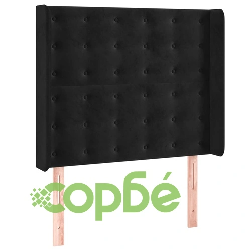 Боксспринг легло с матрак и LED, черно, 90x190 см, кадифе ➤ топ цена ➤ sorbe.bg