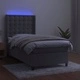 Боксспринг легло с матрак и LED, светлосиво, 90x200 см, кадифе