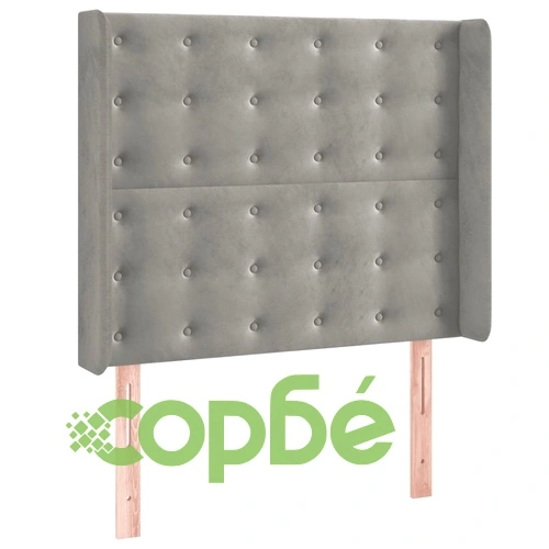 Боксспринг легло с матрак и LED, светлосиво, 90x200 см, кадифе ➤ топ цена ➤ sorbe.bg