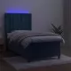 Боксспринг легло с матрак и LED, тъмносиньо, 100x200 см, кадифе