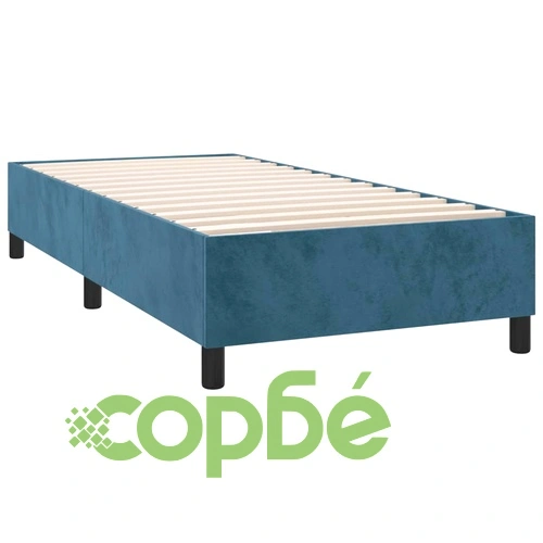 Боксспринг легло с матрак и LED, тъмносиньо, 100x200 см, кадифе ➤ топ цена ➤ sorbe.bg