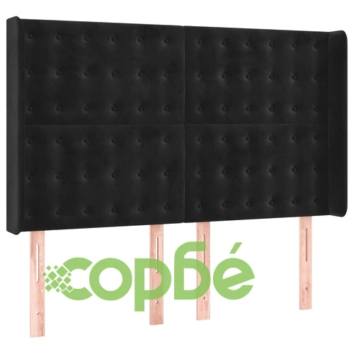 Боксспринг легло с матрак и LED, черно, 140x190 см, кадифе ➤ топ цена ➤ sorbe.bg
