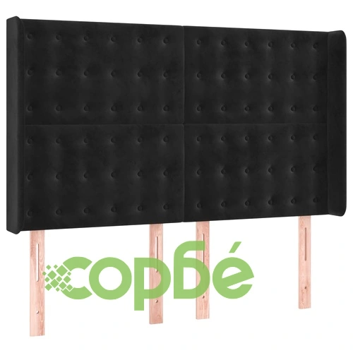 Боксспринг легло с матрак и LED, черно, 140x200 см, кадифе ➤ топ цена ➤ sorbe.bg