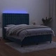 Боксспринг легло с матрак и LED, тъмносиньо, 140x200 см, кадифе