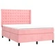 Боксспринг легло с матрак и LED, розово, 140x200 см, кадифе