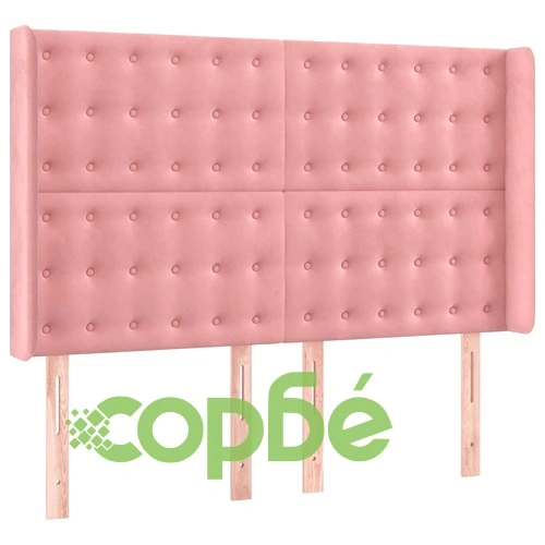 Боксспринг легло с матрак и LED, розово, 140x200 см, кадифе ➤ топ цена ➤ sorbe.bg