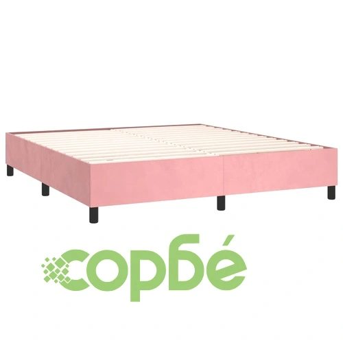 Боксспринг легло с матрак и LED, розово, 180x200 см, кадифе ➤ топ цена ➤ sorbe.bg