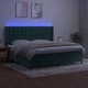 Боксспринг легло с матрак и LED, тъмнозелено, 200x200см, кадифе