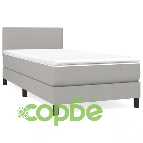 Боксспринг легло с матрак, светлосиво, 100x200 см, плат ➤ топ цена ➤ sorbe.bg