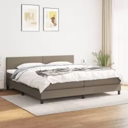 Боксспринг легло с матрак, таупе, 200x200 см, плат