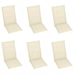 Възглавници за градински столове, 6 бр, кремави, 120x50x3 см