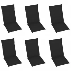 Възглавници за градински столове, 6 бр, черни, 120x50x3 см