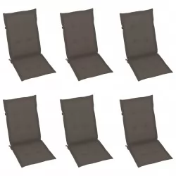 Възглавници за градински столове, 6 бр, таупе, 120x50x3 см