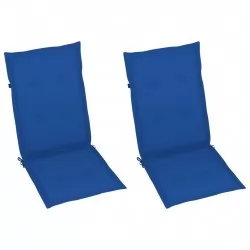 Възглавници за градински столове 2 бр кралско сини 120x50x3 см