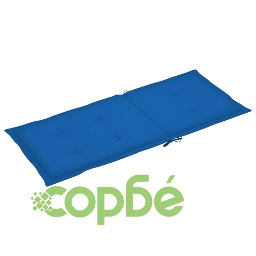 Възглавници за столове 2 бр кралско сини 120x50x3 см плат ➤ топ цена ➤ sorbe.bg