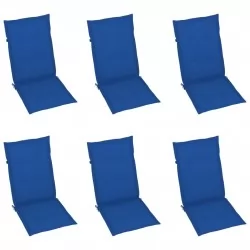 Възглавници за градински столове 6 бр кралскосини 120x50x3 см