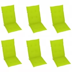 Възглавници за градински столове 6 бр яркозелени 120x50x3 см