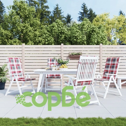 Възглавници за столове 4 бр червено каре 120x50x3 см плат ➤ топ цена ➤ sorbe.bg