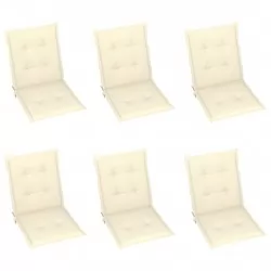 Възглавници за градински столове, 6 бр, кремави, 100x50x3 см