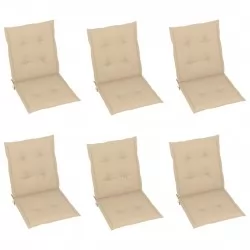Възглавници за градински столове, 6 бр, бежови, 100x50x3 см
