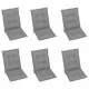 Възглавници за градински столове, 6 бр, сиви, 100x50x7 см