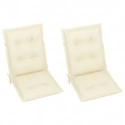 Възглавници за градински столове, 2 бр, кремави, 100x50x7 см