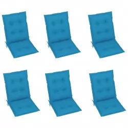 Възглавници за градински столове, 6 бр, сини, 100x50x7 см