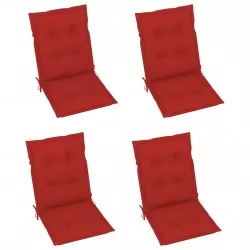 Възглавници за градински столове, 4 бр, червени, 100x50x7 см
