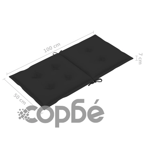 Възглавници за градински столове 4 бр черни 100x50x7 см плат ➤ топ цена ➤ sorbe.bg