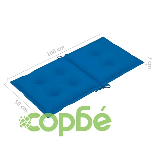 Възглавници за столове 6 бр кралско сини 100x50x7 см плат ➤ топ цена ➤ sorbe.bg
