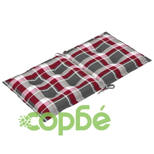 Възглавници за стол 2 бр червено каре 100x50x7 см плат ➤ топ цена ➤ sorbe.bg