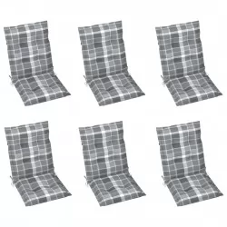 Възглавници за градински столове 6 бр сиво каре 100x50x7 см