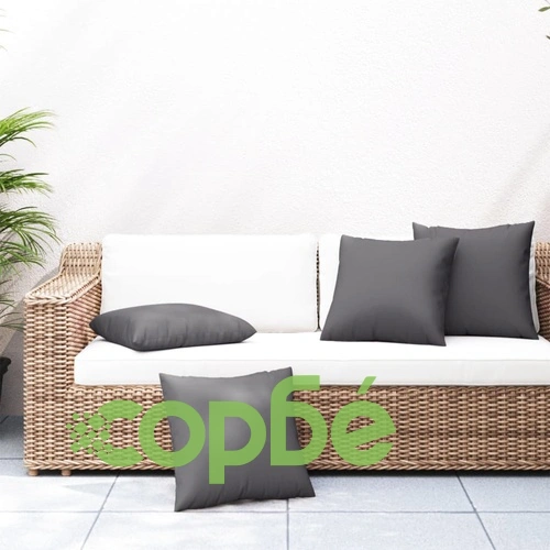 Декоративни възглавници, 4 бр, антрацит, 60x60 см, плат ➤ топ цена ➤ sorbe.bg