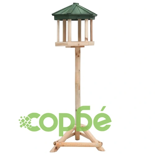 Стояща хранилка за птици, чамово дърво масив, 33x110 см ➤ топ цена ➤ sorbe.bg