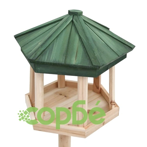 Стояща хранилка за птици, чамово дърво масив, 33x110 см ➤ топ цена ➤ sorbe.bg