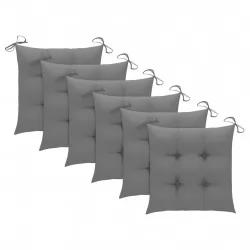 Възглавници за градински столове 6 бр сиви 50x50x7 см плат