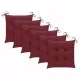 Възглавници за столове 6 бр виненочервени 50x50x7 см плат