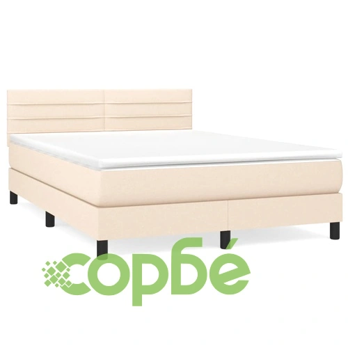 Боксспринг легло с матрак, кремаво, 140x190 см, плат ➤ топ цена ➤ sorbe.bg
