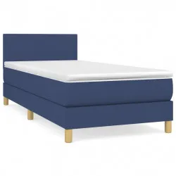 Боксспринг легло с матрак, синьо, 80x200 см, плат